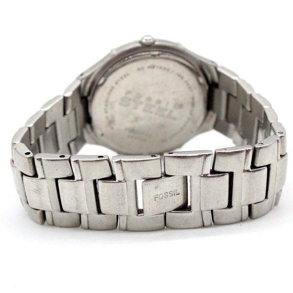 Vintage Fossil Steel Watch Mens Blue Dial Date Analog 36mm FS2701 Stainless Stee - Picture 7 of 8